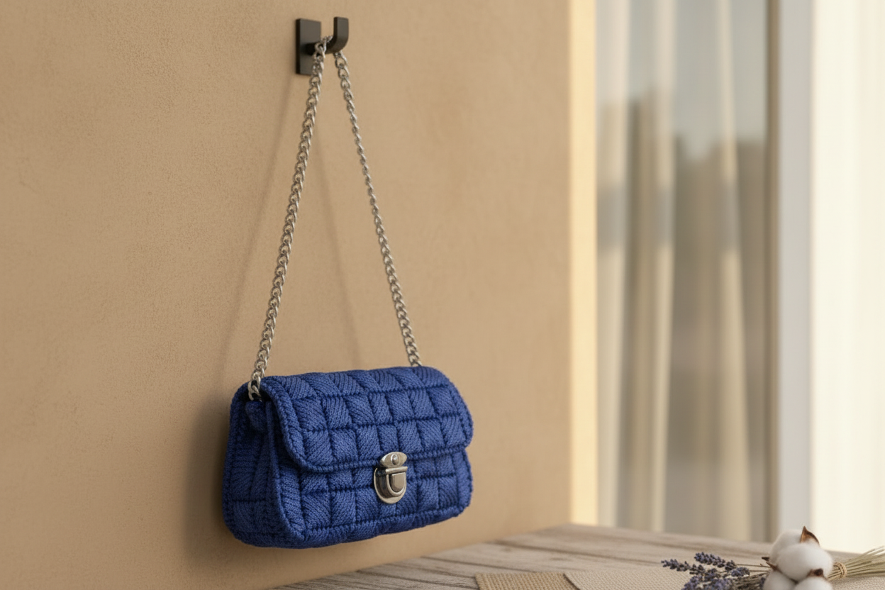 Handmade Solid Yarn Sling Bag in natural setting