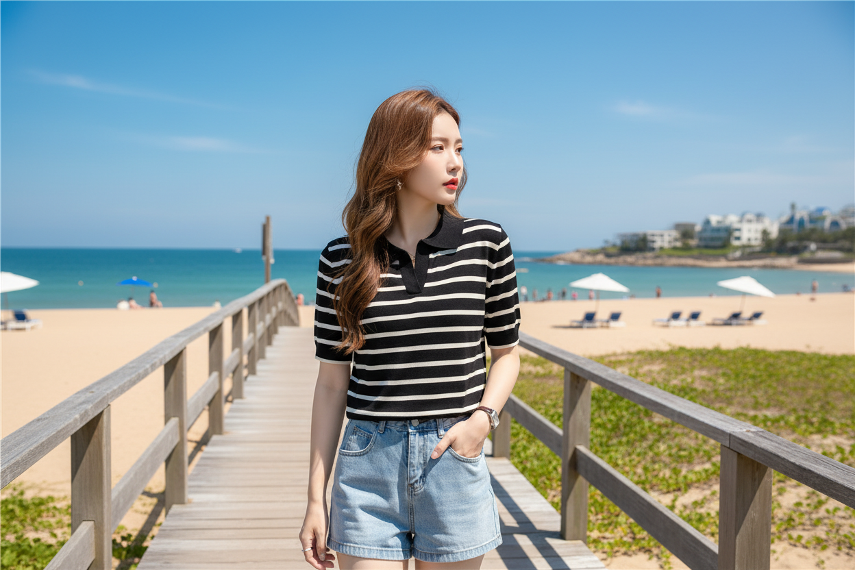 Striped Crop Shirt Beachside